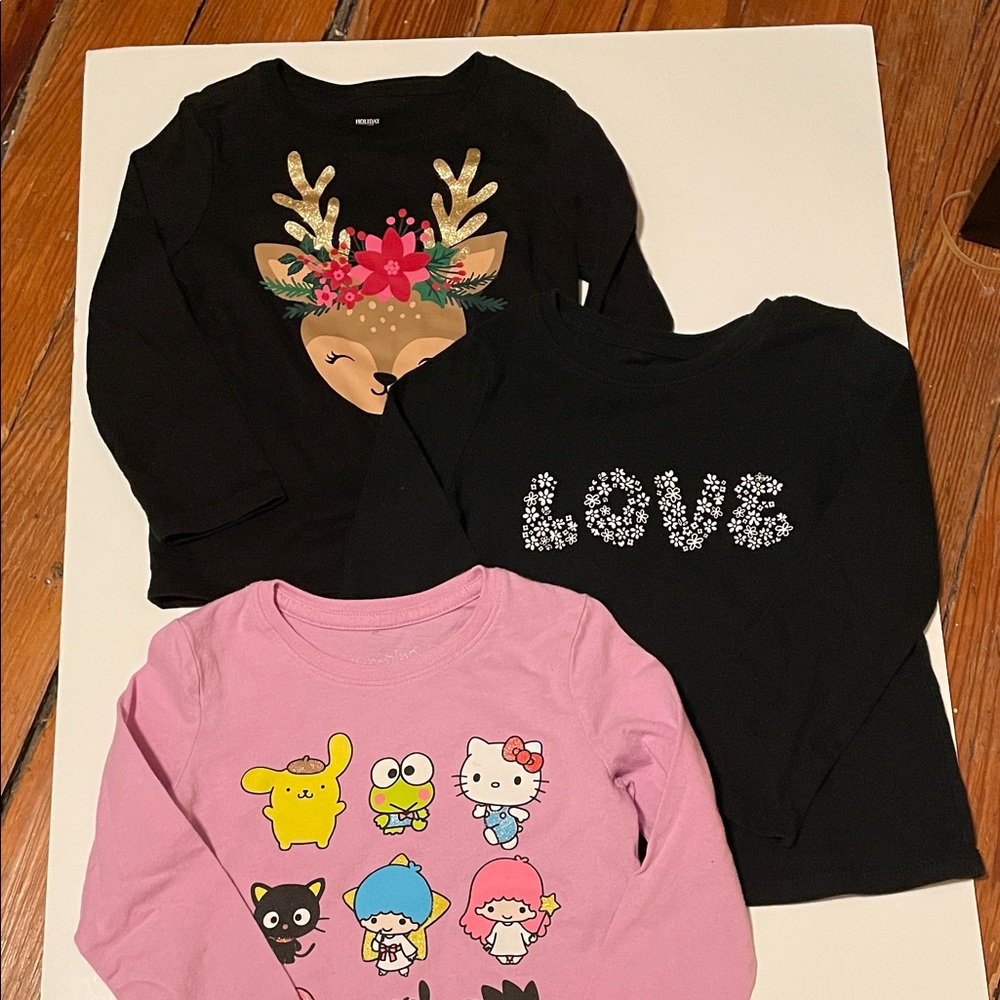 Jumping Beans & Holiday Time Toddler Girl 3T Black & Pink Long Sleeve Top BUNDLE